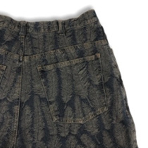 Custom Feather Textured Fringe Denim Shorts