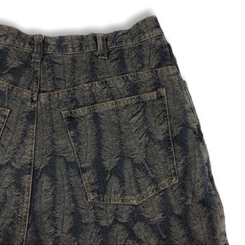 Custom Feather Textured Fringe Denim Shorts