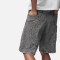 3D Panel Washed Gray Denim Cargo Shorts