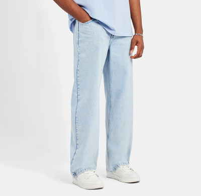 Men’s Loose Fit Light Blue Baggy Jeans