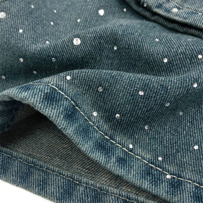 Women’s Rhinestone Baggy Jeans – Y2K Glam Grunge Denim