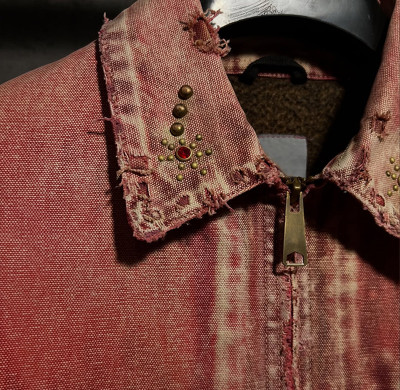 Washed Red Distressed Denim Jacket – Retro Punk Streetwear
