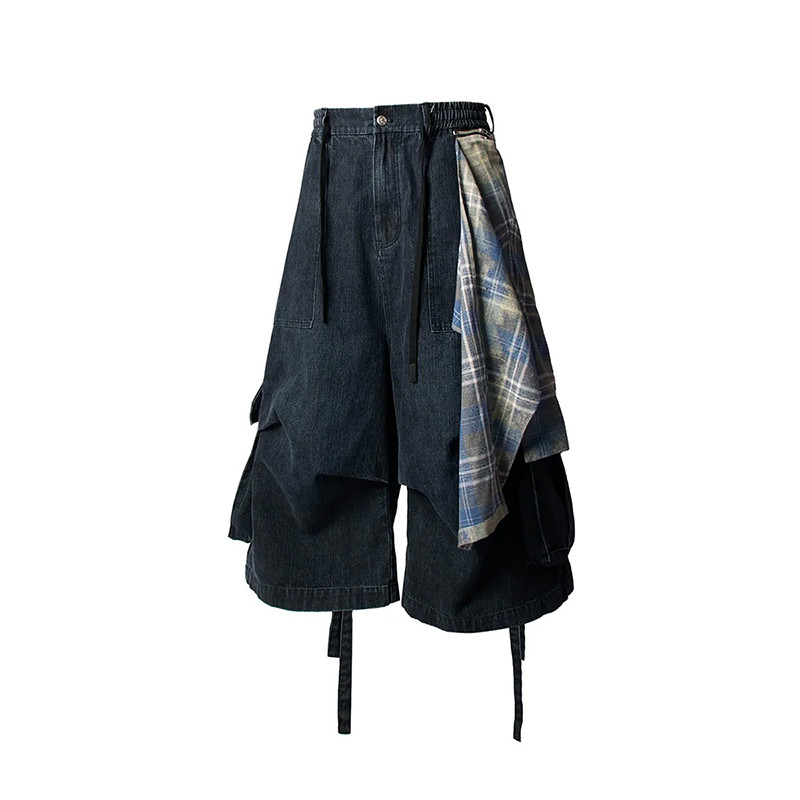  Patchwork denim shorts