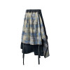 Custom Deconstructed Denim Shorts with Plaid Accent