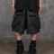 Techwear Black Cargo Shorts – Gothic Strap & Rivet Design