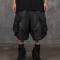 Techwear Black Cargo Shorts – Gothic Strap & Rivet Design