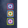 Vintage Patchwork Denim Jeans – Colorful Crochet Detail