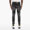 Men's Distressed Black Jeans – Paint-Splatter Slim Fit