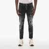 Men's Distressed Black Jeans – Paint-Splatter Slim Fit