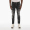Men's Distressed Black Jeans – Paint-Splatter Slim Fit