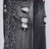 Men’s Black Wide-Leg Jeans – Ripped with Flame Embroidery
