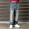 Men’s Vintage Blue Workwear Jeans – Relaxed Fit with Panel Stitching