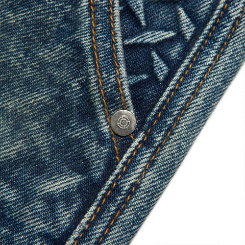 Men’s Vintage Blue Workwear Jeans – Relaxed Fit with Panel Stitching