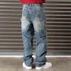 Men’s Vintage Blue Workwear Jeans – Relaxed Fit with Panel Stitching