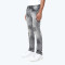 Men's Gray Straight-Leg Jeans with Tribal Flame Embroidery – Street Edge Style