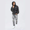 Men's Gray Straight-Leg Jeans with Tribal Flame Embroidery – Street Edge Style