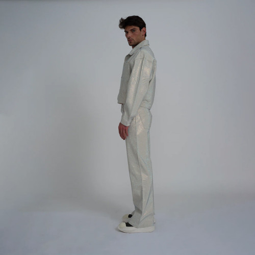 Men's Silver Sequin Flared Pants – Glam Rock Party Style