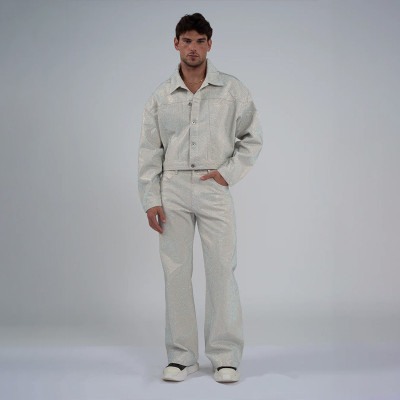 Men's Silver Sequin Flared Pants – Glam Rock Party Style