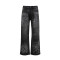 Men’s Black Rhinestone Portrait Jeans – Street Art Wide-Leg Denim