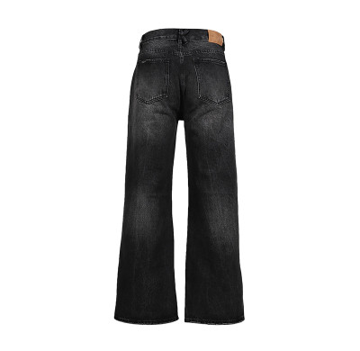 Men’s Black Rhinestone Portrait Jeans – Street Art Wide-Leg Denim