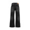 Men’s Black Rhinestone Portrait Jeans – Street Art Wide-Leg Denim
