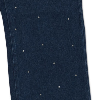 Custom Pearl-Studded Dark Denim Jeans for Premium Boutique Collections