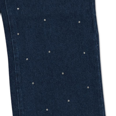 Custom Pearl-Studded Dark Denim Jeans for Premium Boutique Collections