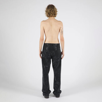 Custom Rhinestone Black Denim Jeans for Luxe Collections