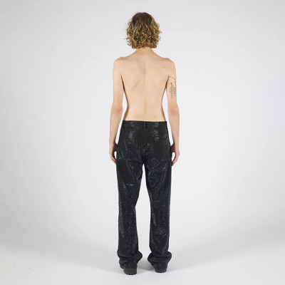 Custom Rhinestone Black Denim Jeans for Luxe Collections