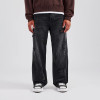 Men’s Distressed Cross Patch Jeans – Black Wide-Leg Streetwear Denim