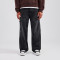 Men’s Distressed Cross Patch Jeans – Black Wide-Leg Streetwear Denim