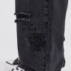 Men’s Distressed Cross Patch Jeans – Black Wide-Leg Streetwear Denim