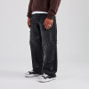 Men’s Distressed Cross Patch Jeans – Black Wide-Leg Streetwear Denim
