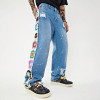 Men's Crochet Patchwork Jeans – Light Blue Vintage Wide-Leg Denim