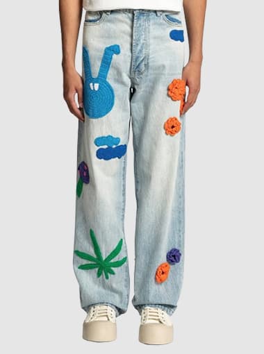 Custom knit Flower Jeans