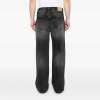 Black Wide-Leg Jeans with Rhinestone Face Graphics