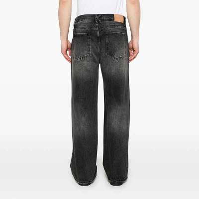 Black Wide-Leg Jeans with Rhinestone Face Graphics