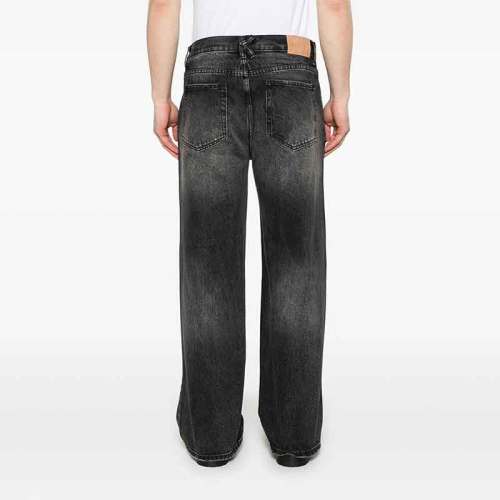 Black Wide-Leg Jeans with Rhinestone Face Graphics