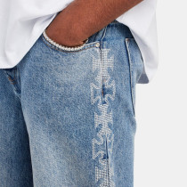 Custom Side-Graphic Wide Leg Vintage Denim Jeans