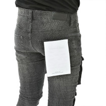 Custom Black Pinstripe Cargo Denim for Boutique Designers
