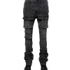 Custom Black Pinstripe Cargo Denim for Boutique Designers