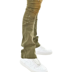 Custom Gradient Cargo Denim with Paint Splatter – For Luxe Streetwear Creators