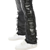 Custom Destroyed Side Fringe Black Denim – For Avant-Garde Street Labels