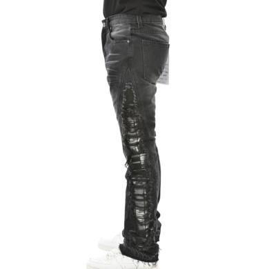 Custom Destroyed Side Fringe Black Denim – For Avant-Garde Street Labels