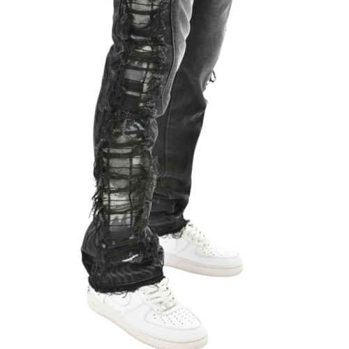 Custom Destroyed Side Fringe Black Denim – For Avant-Garde Street Labels