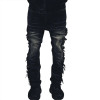 Custom Destroyed Side Fringe Black Denim – For Avant-Garde Street Labels