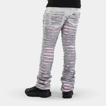 Custom All-Over Shredded Stacked Jeans – Avant Streetwear Statement