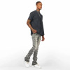 Custom Stacked Flare Jeans with Heavy Distressing & Tie-Dye