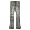 Custom Stacked Flare Jeans with Heavy Distressing & Tie-Dye