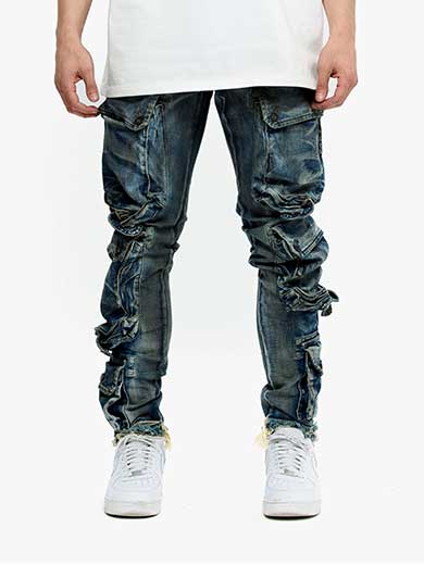 Tactical Stacked Ruched Jeans